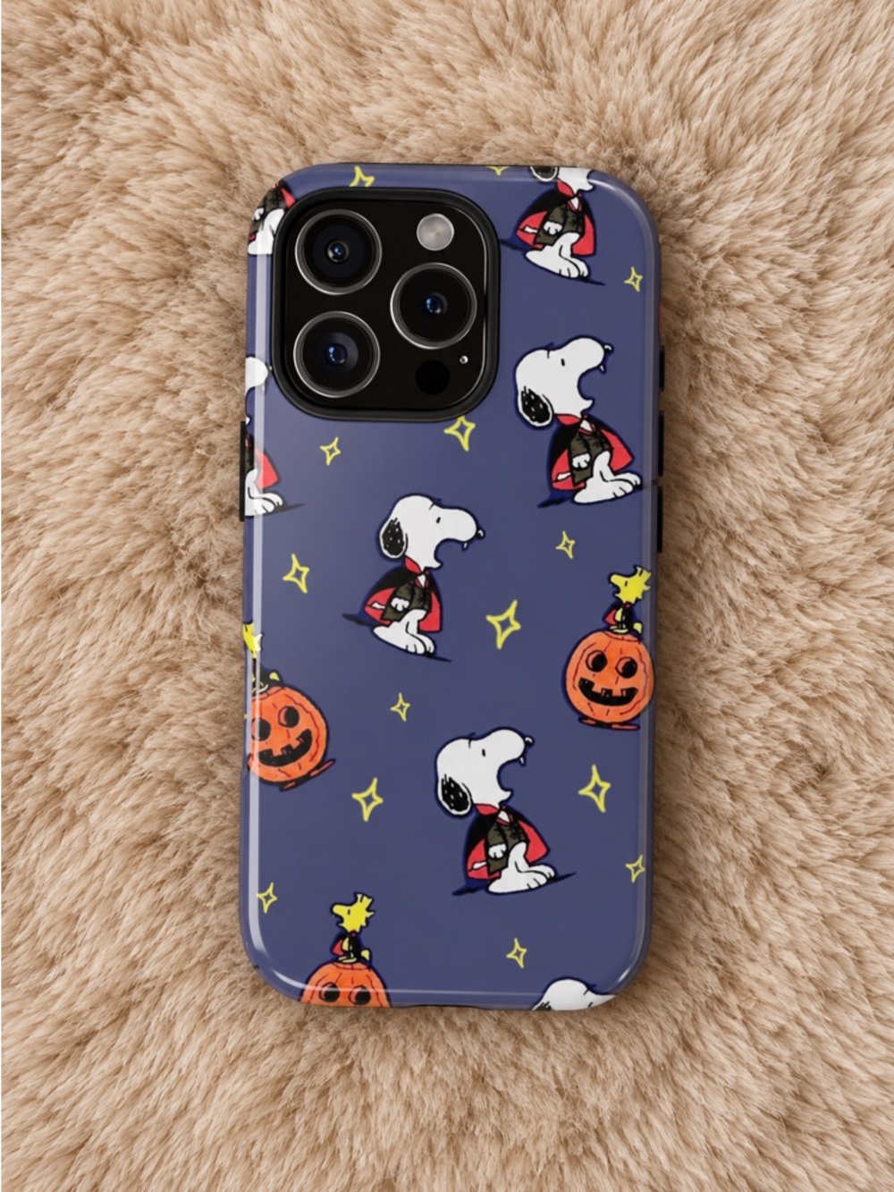 Blue-Purple Snoopy Pumpkins Halloween Glossy Phone Case for iPhone